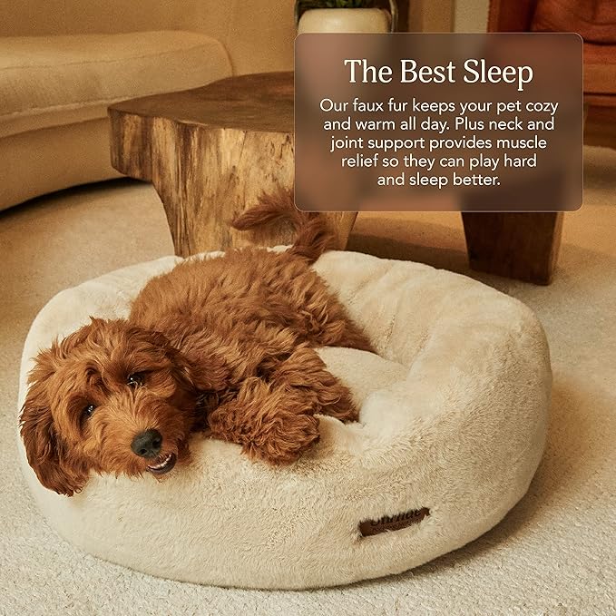 UnHide Floof Pet Bed - Small (23" x 8") - Extra Soft Dog Bed - Removable Faux Fur Cover - Machine Washable - Helps Ease Pet Anxiety & Provides The Perfect Sleep - Charcoal Charlie