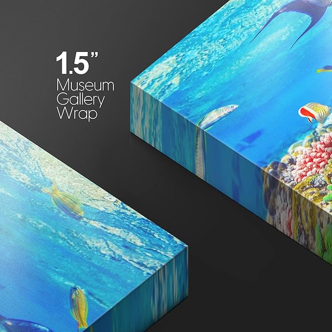 wall26 Canvas Print Wall Art Sunlight Ocean Sea Coral Reef Anemone Fish Nature Animals Photography Realism Rustic Scenic Landscape Wilderness Earth for Living Room, Bedroom, Office - 12"x18"