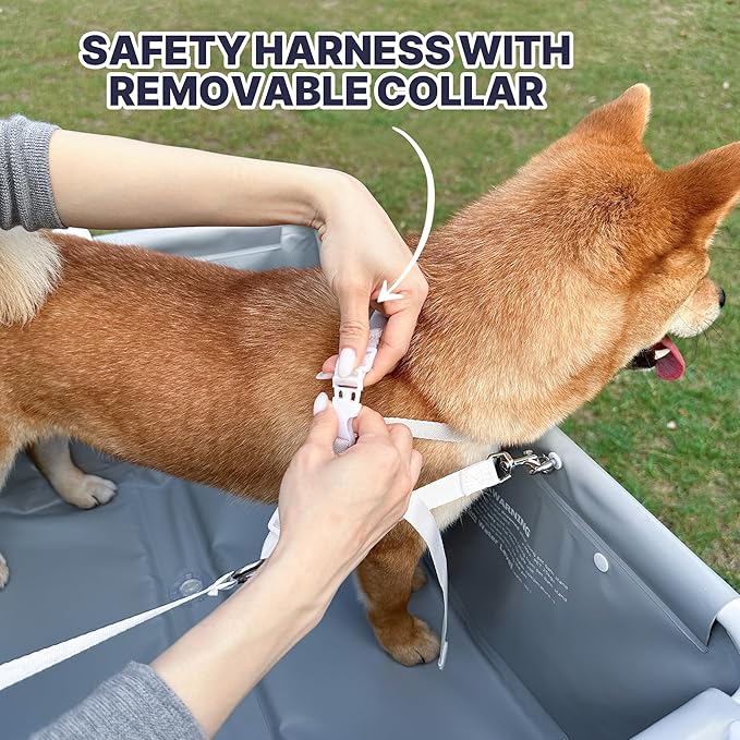 B4 Dog Bathtub Dog Washing Station with Scrubber for Small Medium Dogs Cats, Foldable Dog Tub for Bathing and Grooming, Portable Collapsible Dog Shower Tub, Indoor and Outdoor