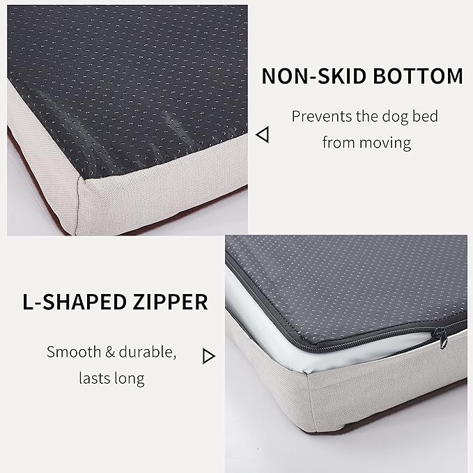 Orthopedic Memory Foam Dog Bed, Cooling Dog Beds for Medium/Large Dogs -Waterproof Pet Bed for Crate with Removable Washable Cover, XL(41inch,90Lbs)