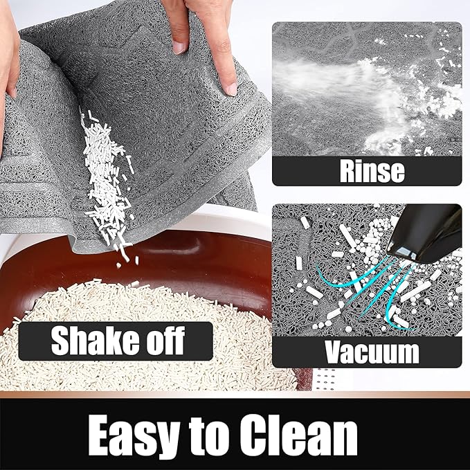 Yimobra Cat Litter Mat, 47"x36" Litter Box Mat with Litter Lock Mesh, Soft Cat Litter Mat Litter Trapping Mat, Easy to Clean, Non-Slip, Water Resistant, Litter Free Floors, Grey