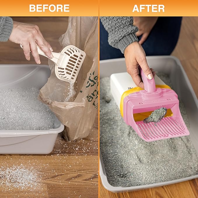 Neater Pet Brands Neater Scooper XL Cat Litter Scoop, 60 Refill Bags – Extra-Large Capacity Mess-Free Cat Litter Scooper with Bag for Large & Multiple Cats, Spill-Proof Litter Box Scooper with Holder