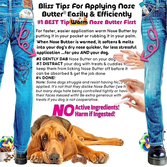 The Blissful Dog Bloodhound Nose Butter for Dry, Cracked Skin, Lick-Safe Dog Nose Balm with Moisturizing Shea Butter, Almond, Olive, and Essential Oils, Pet Supplies, Uncented, 0.50 oz.