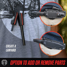 Load image into Gallery viewer, "The Fireline" Bushcraft Survival Knife with 1095 High Carbon Blade Giftset (Black and Orange)