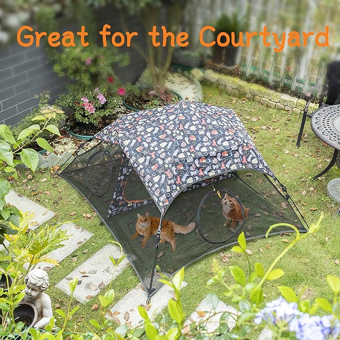 Outdoor Cat Play Tent for Indoors and Outdoors (X- Large Portable Pet House, Outdoor Cat Enclosure for Cats, Rabbits and Small Animals Easy to Connect with Run Tunnels, Cubes (Patented)