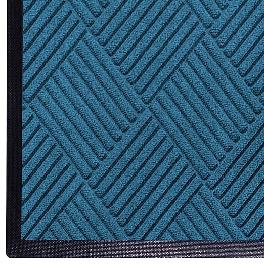 WaterHog Diamond | Commercial-Grade Entrance Mat with Rubber Border – Indoor/Outdoor, Quick Drying, Stain Resistant Door Mat (Medium Blue, 6' x 12')