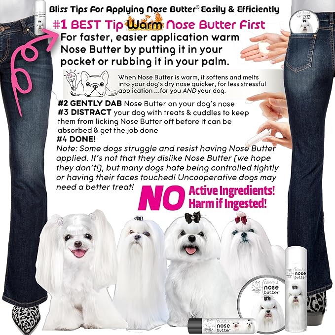 The Blissful Dog Maltese Unscented Nose Butter - Dog Nose Butter, 4 Ounce