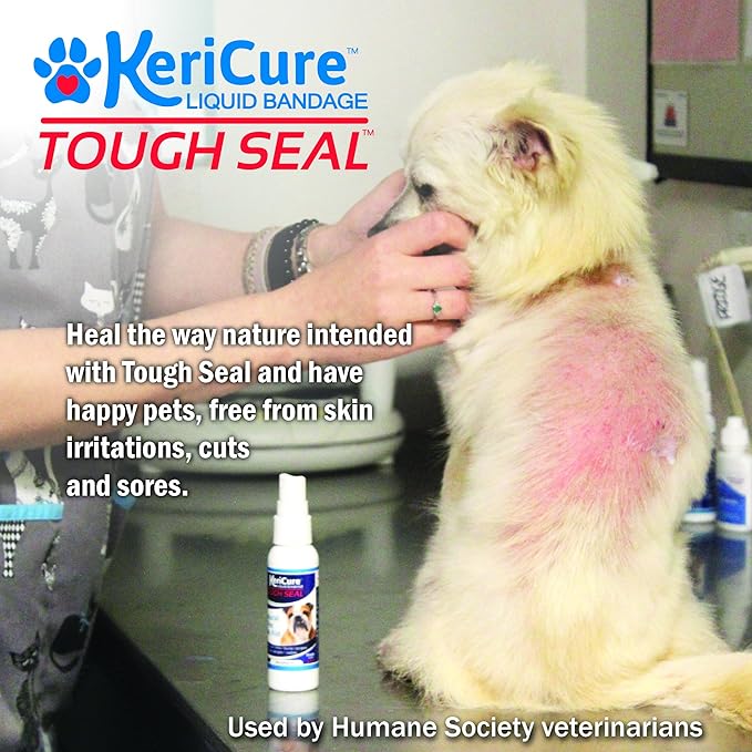 Tough Seal Pet Liquid Bandage Spray for Dogs & Cats - 2oz Calming Wound Care Protection, Protects Cuts and Scratches - Safe if Licked, String-Free Dog Wound Spray