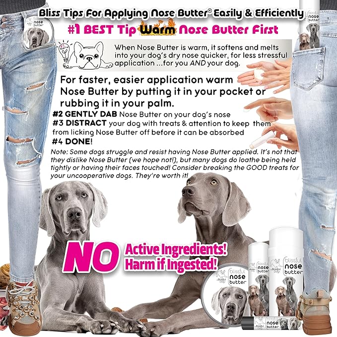 The Blissful Dog Weimaraner Nose Butter for Dry, Cracked Skin, Lick-Safe Dog Nose Balm with Moisturizing Shea Butter, Almond, Olive, and Essential Oils, Pet Supplies, Uncented, 2 oz.