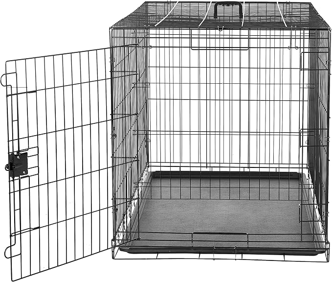 Amazon Basics Durable, Foldable Metal Wire Dog Crate with Tray, Single Door, 48 x 30 x 32.5 in, Black