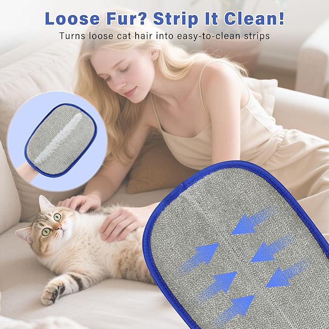 Pet Hair Removal Glove,Double Sided Electrostatic, Reusable Cat & Dog Hair Remover Mitt for Furniture, Couch, Carpet, Car Seat, Quick Cleaning Grooming Glove,1Pcs