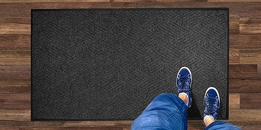 M+A Matting WaterHog Diamond | Commercial-Grade Entrance Mat with Rubber Border – Indoor/Outdoor, Quick Drying, Stain Resistant Door Mat (Charcoal, 6' x 6')