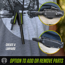Load image into Gallery viewer, "The Fireline" Bushcraft Survival Knife with 1095 High Carbon Blade Giftset (Black and Green)