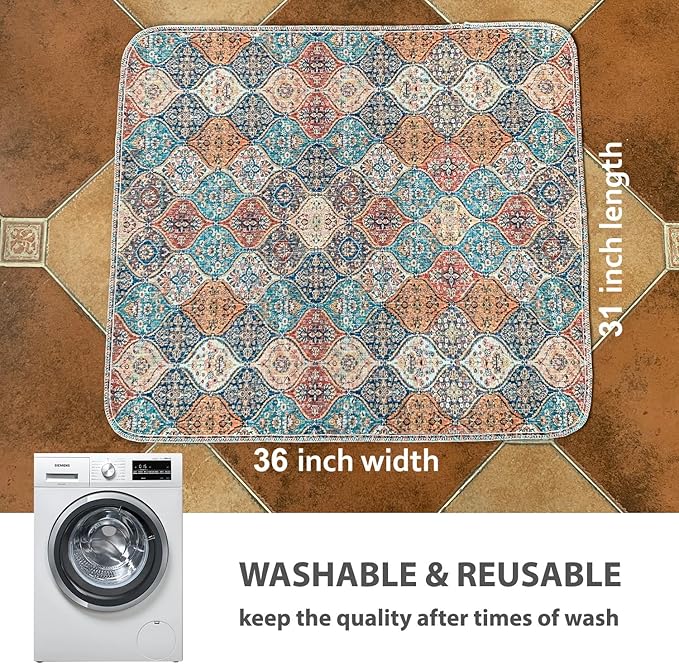 nunubaby Washable Pee Pads for Dogs, Stylish, Non-Slip and Leak-Proof Pee Pads. Reusable Potty Pads for Dogs for Crates and Floors.(Cream/Multi, 31" x36" )