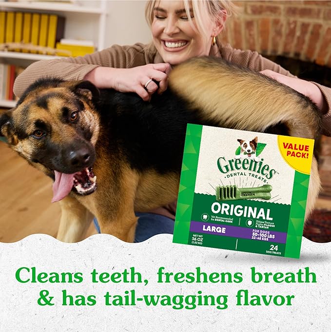 Greenies Original Large Dental Dog Treats, 36 oz. Pack (24 Treats)