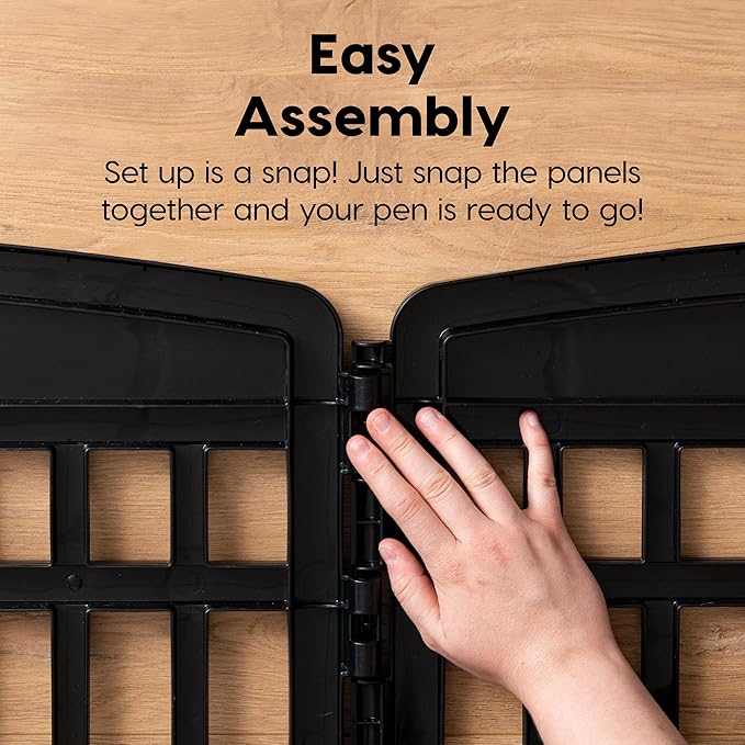 IRIS USA 24" 4-Panel Puppy Playpen, 35 x 35 x 24, Dog Playpen, Dog Play Pen Indoors, Pet Fence, Puppies/Small Dogs, Black