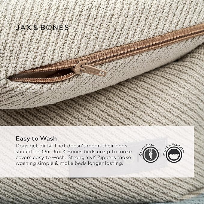Jax & Bones Dog Napper - Luna Grey Machine Washable Bed for Dogs - Extra Heavy Duty Bolstered Sides - Small Grey Dog Mat | 24 x 21 Inches