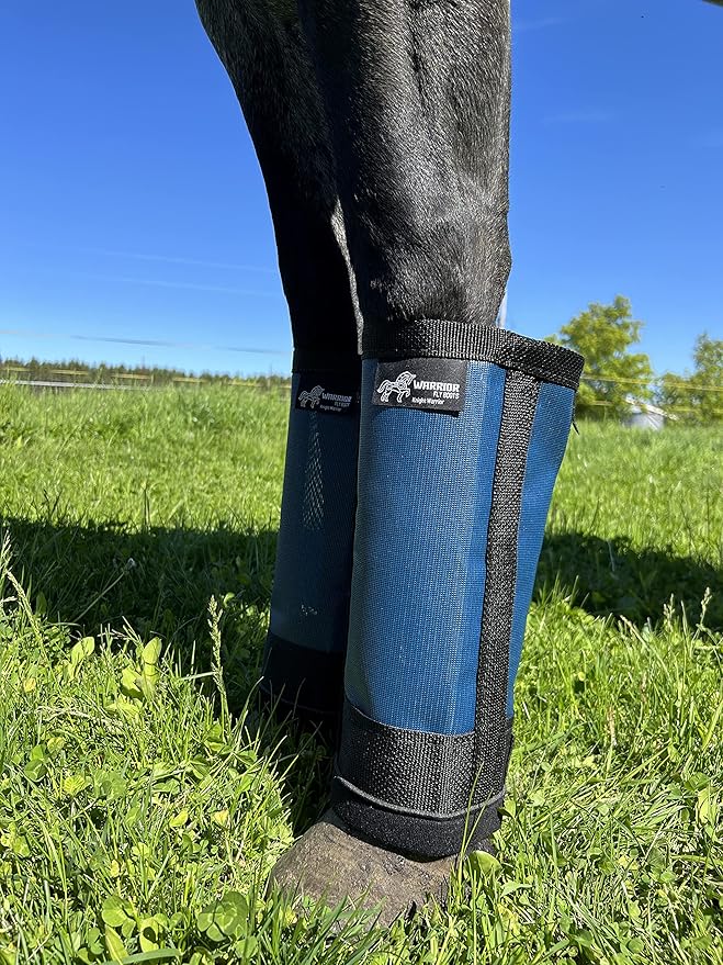 Warrior Fly Boots for Horses - Breathable Mesh Horse Boots for Fly Protection & Leg Comfort - Set of 4 (The Warrior, Neon Orange)