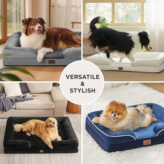 Bedsure XL Orthopedic Dog Bed for Extra Large Dogs - Washable XLarge Dog Cat Bed Waterproof, Comfort Dogs Couch Sofa with Washable Removable Cover, Pet Bed with Nonskid Bottom, Grey, 42"