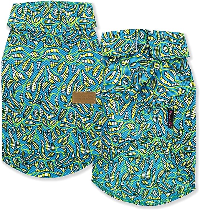 Parisian Pet Shirt - Tribal Camp Beach Outfit - 100% Cotton Summer Clothes - Stylish Dog Costume - Breathable Cool Pet Clothing - Machine Washable Shirts for Large Dogs - L
