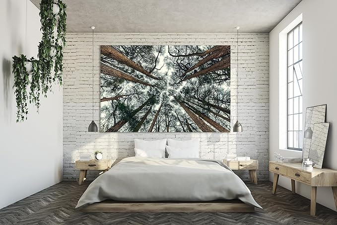 Nature Wall Art Prints - Ocean Forest Mountain Lake Canvas Landscapes - Small to Extra Large Living Room Bedroom Kitchen Bathroom Décor (Trees and Sky, 28L" x 41W")