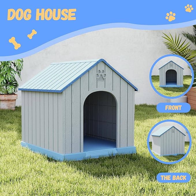 DRATO Dog Houses Resin Small Indoor Outdoor Dog Kennel for All-Weather Use Cozy Shelter for Small Dogs in Home, Garden, or Balcony