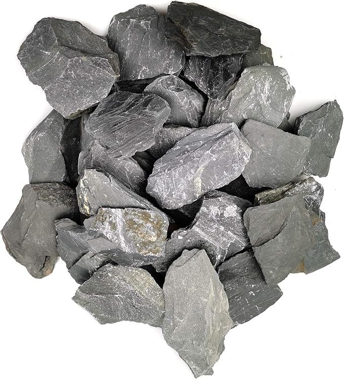 Voulosimi Natural Slate Rocks PH Neutral Stone Perfect Rocks for Aquariums, Landscaping Model,Tank Decoration,Amphibian Enclosures (10 LB, 1-3 inch)