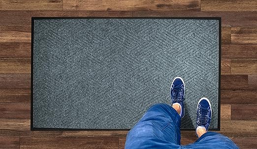 M+A Matting WaterHog Diamond | Commercial-Grade Entrance Mat with Rubber Border – Indoor/Outdoor, Quick Drying, Stain Resistant Door Mat (Bluestone, 3' x 5')