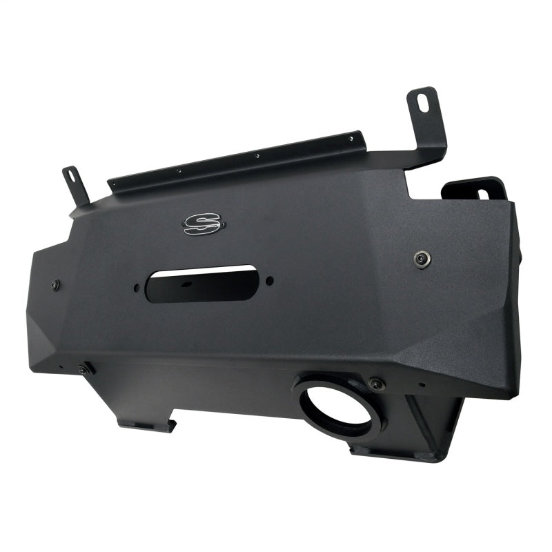 Side angle of the Superwinch Hidden Winch Mount showcasing its design and integrated features suitable for Ford Bronco.