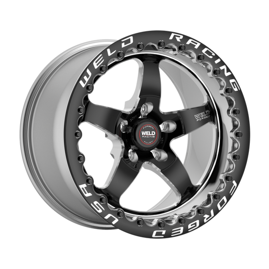 Weld S71 Beadlock 15x9/5x120.65/4.5 BS/3.18 HB - Black Center - Polished Shell - Black SBL MT Wheel