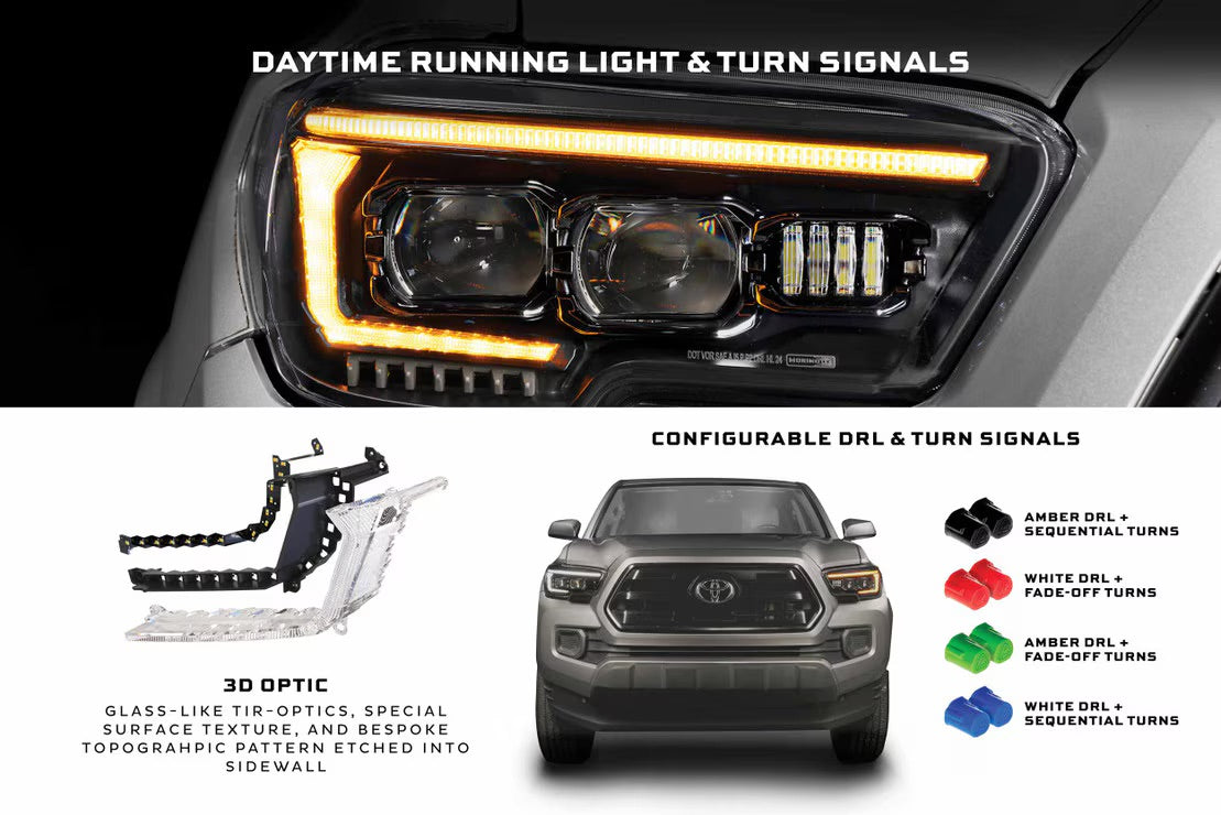 Morimoto XB Evo LED Headlights | 2016-2023 Toyota Tacoma (Amber DRL / Pair)