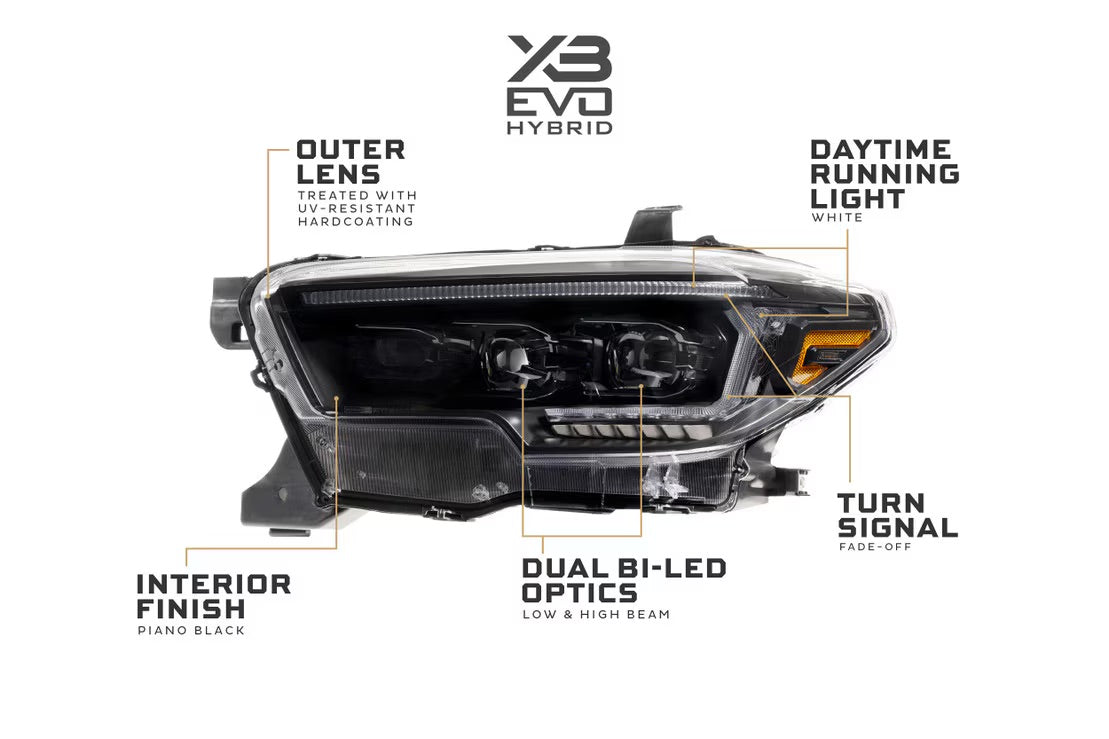 Morimoto XB Evo Hybrid LED Headlights | 2016-2023 Toyota Tacoma (White DRL / Pair)