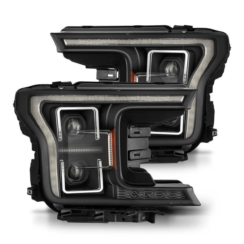 AlphaRex 18-20 Ford F150 (MK II 14th Gen Style) PRO-Series Halogen Projector Headlights Black
