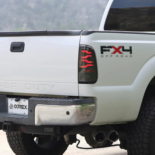 AlphaRex 99-16 Ford Super Duty / 97-03 F150 LUXX-Series LED Tail Lights Black Red