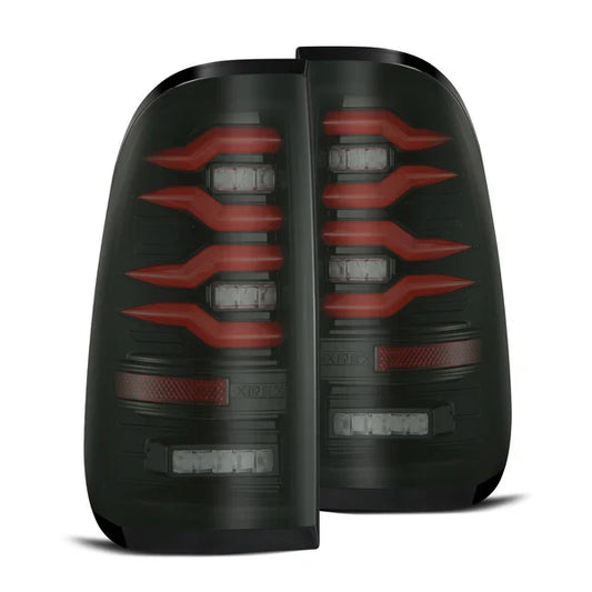 AlphaRex 99-16 Ford Super Duty / 97-03 F150 LUXX-Series LED Tail Lights Black Red