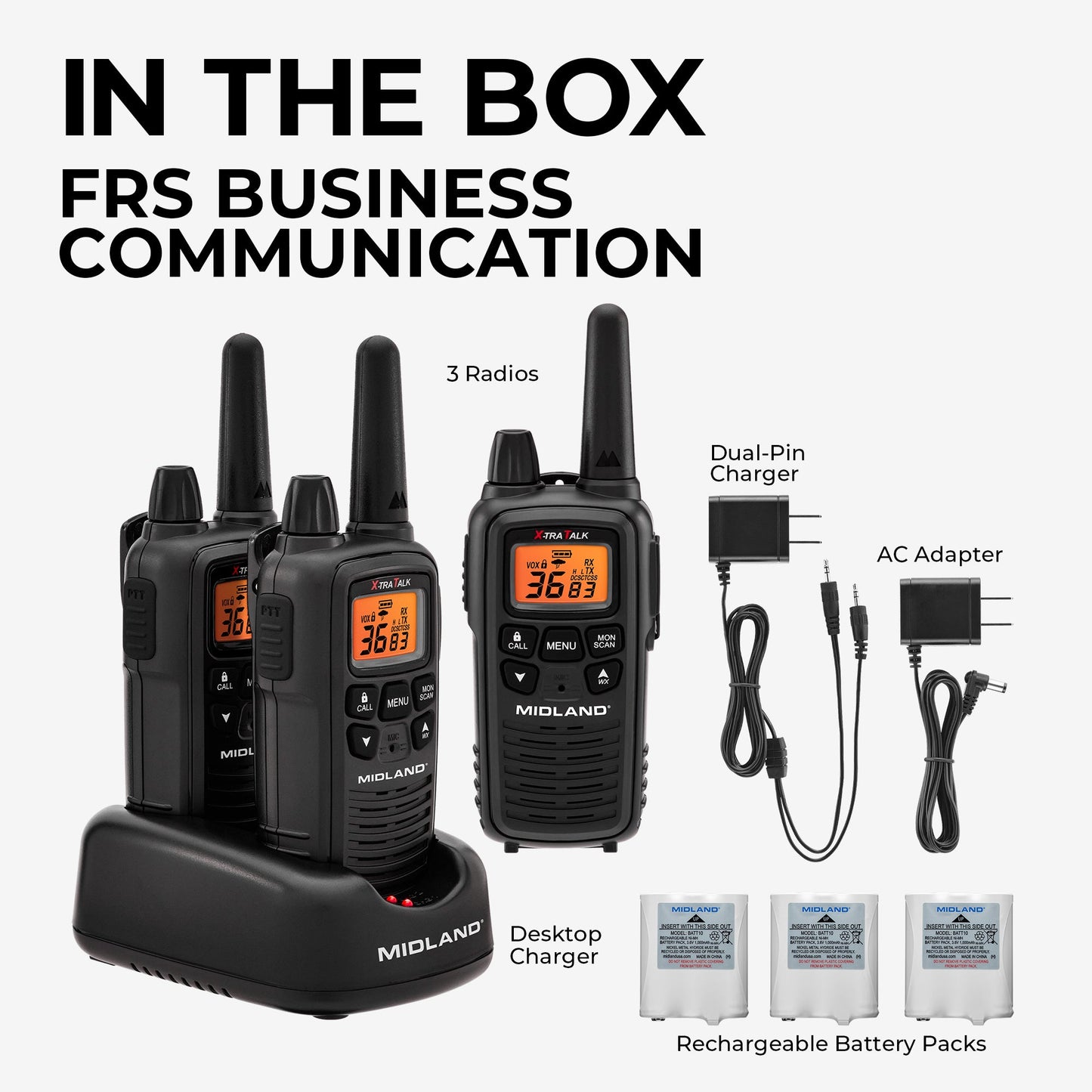 LXT600 FRS License‑Free Walkie Talkie 3-Pack - LXT633VP3