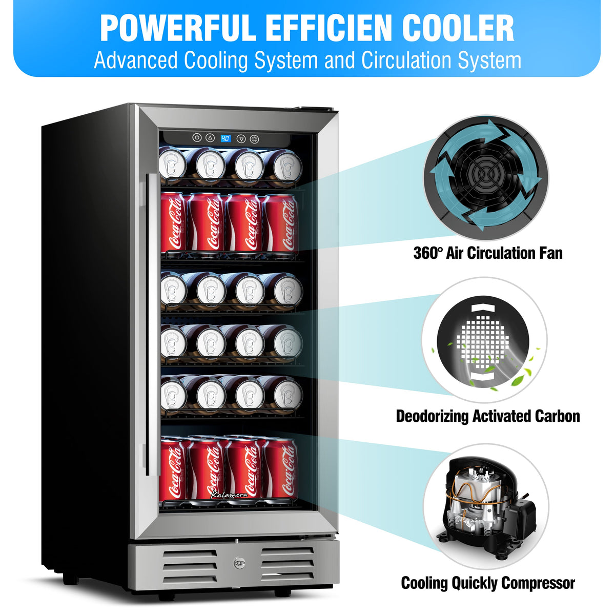 Kalamera 15” Built-in 96 Can Beverage cooler