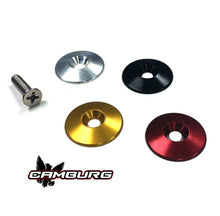 Load image into Gallery viewer, Camburg Black Fender Washer 10 Pack (aluminum washer bolt body clip 1/8in. tab)