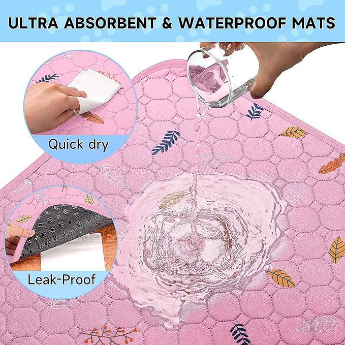 Sunheir Washable Pee Pads for Dogs 72"x72", Extra Large Reusable Puppy Pads Pet Training Pads for Dog Playpen, Waterproof Pee Pads for Puppy Playpen, Whelping Pad, Dog Playpen Indoor - Pink