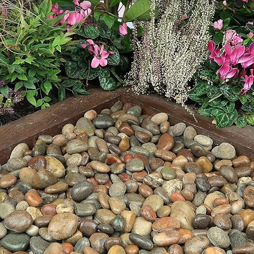 Natural Unpolished Bulk Pebbles 20lbs,1-2 Inch Black River Rocks, Hand-Picked Premium Stones for Landscaping and Garden Design, Fish Tank, Flower Pots, Pathways and Backyard