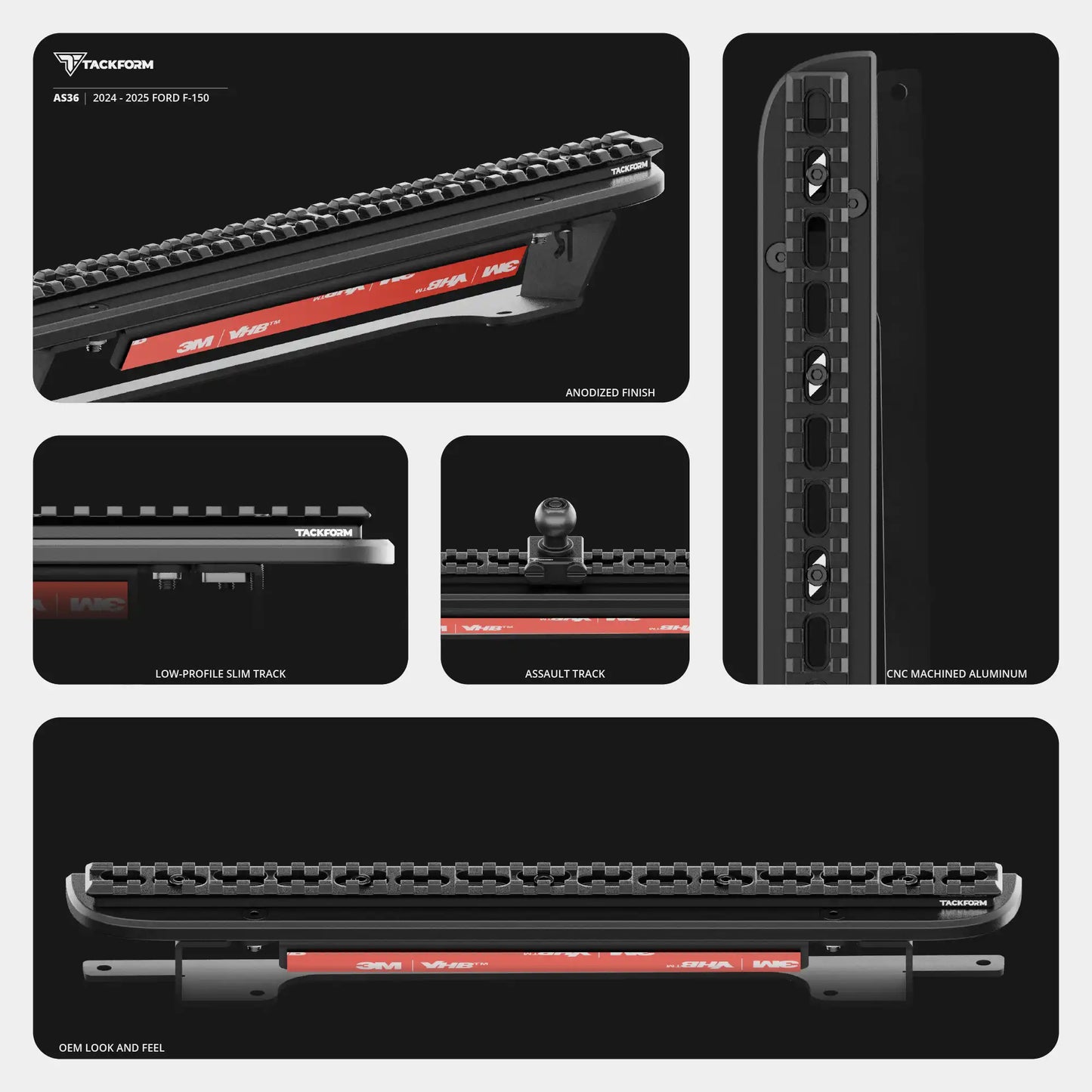 2024-2026 Ford F-150 (See Compatibility Info For Specific Year/Trim Fitment Details) Tackform Assault Track Picatinny Dash Bracket With Dual MagSafe Phone Mounts | Telescoping Arm
