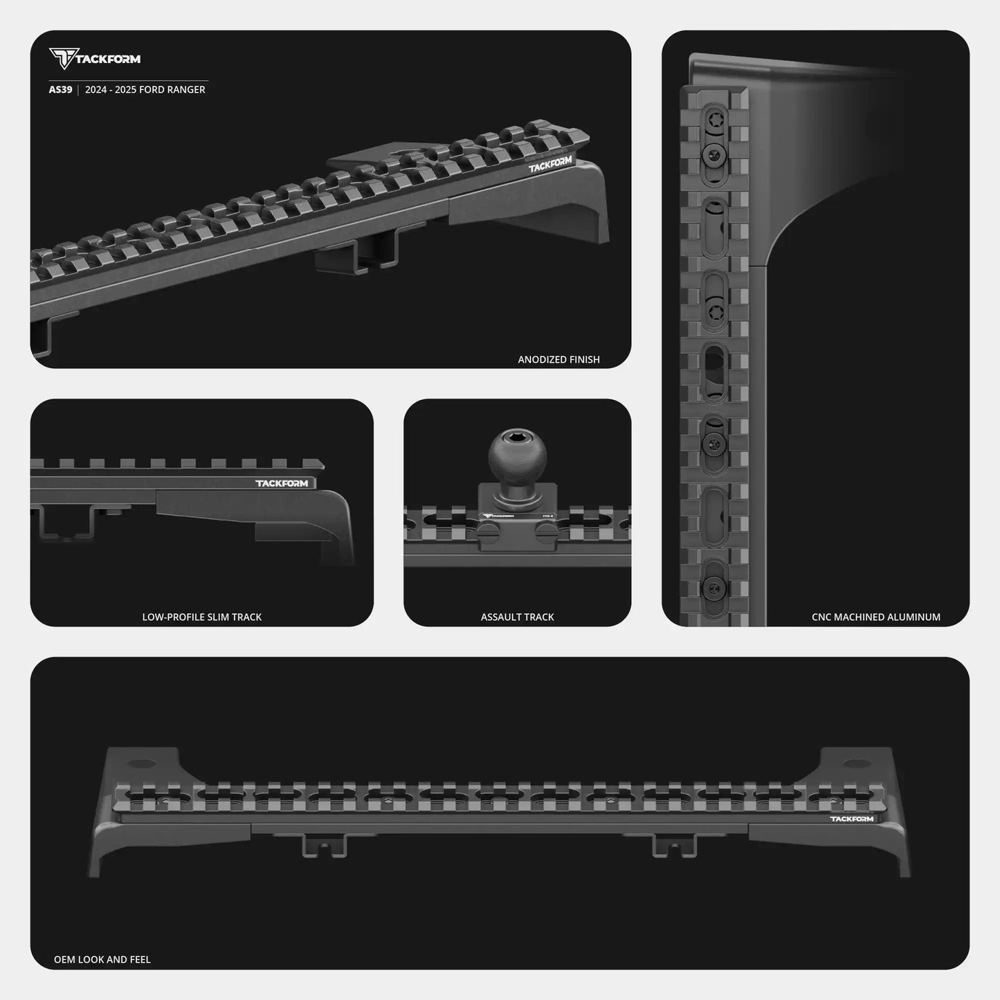 2024+ Ford Ranger Tackform Assault Track Picatinny Dash Bracket With Tablet Mount