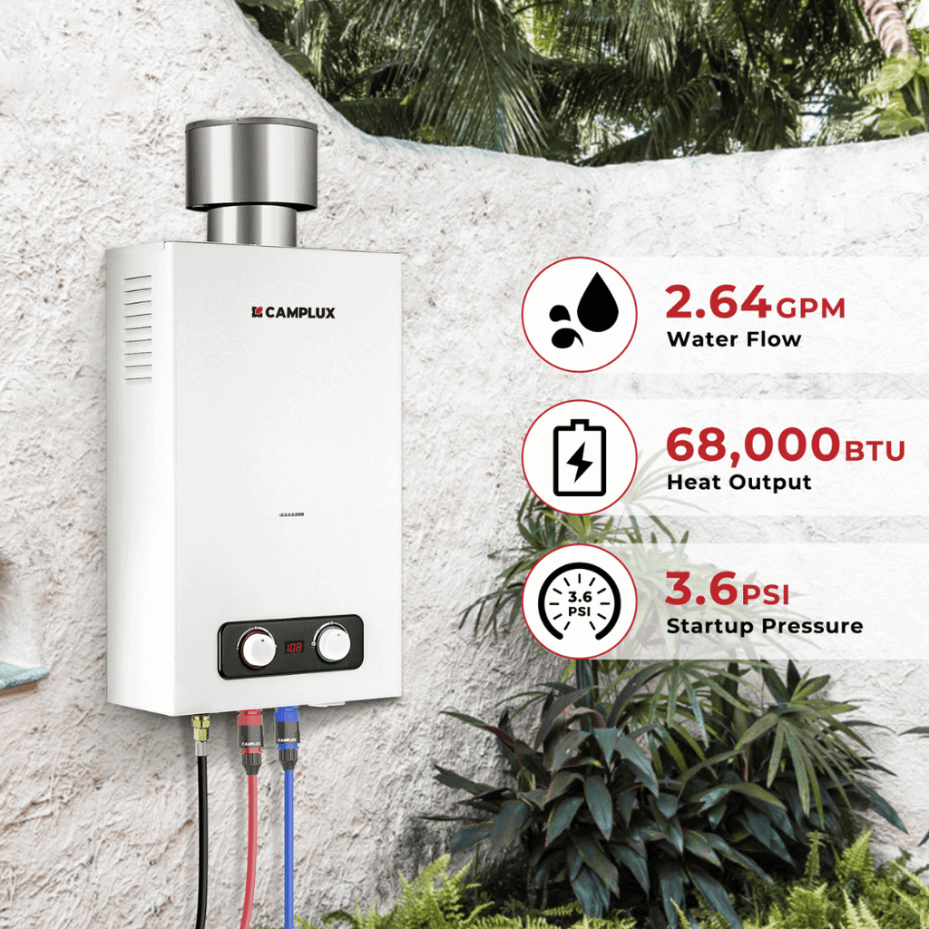 Camplux BD264C Tankless Propane Water Heater With Rain Cap