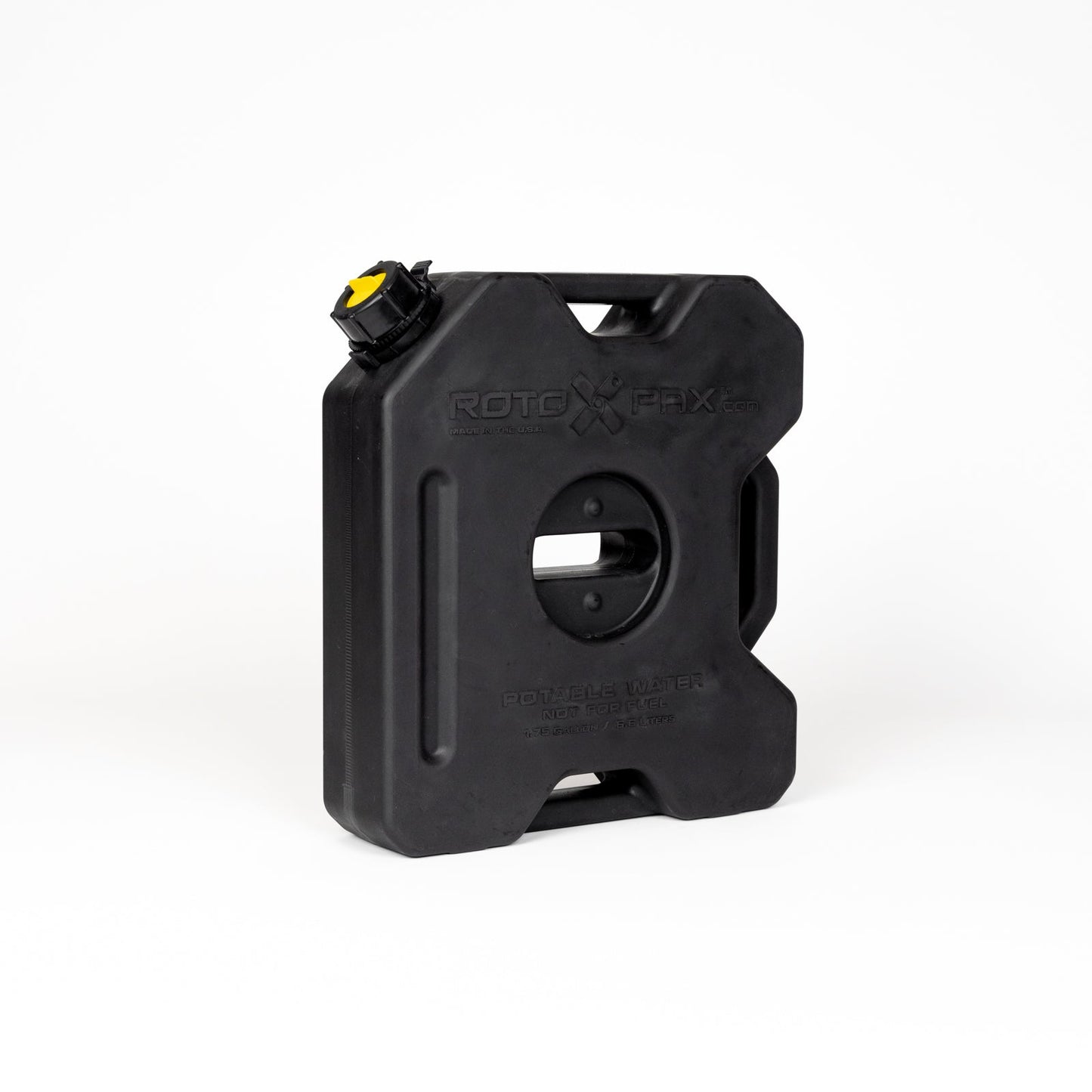 RotopaX 1.75 Gallon Water Black container showing its sturdy design and BPA-free material.