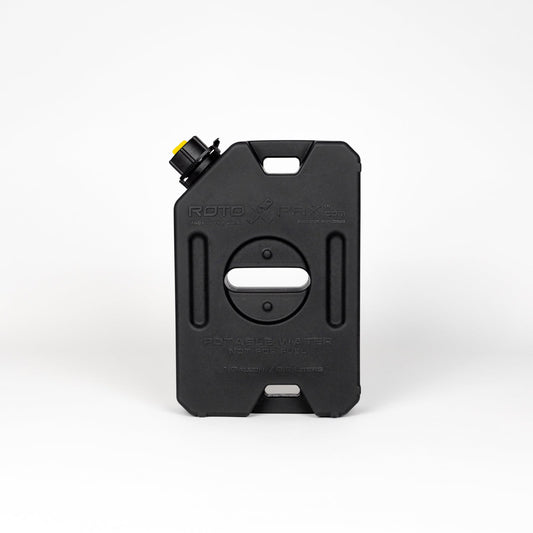 1 Gallon Water Black container by RotopaX, showcasing its durable design and spacious capacity for outdoor activities.
