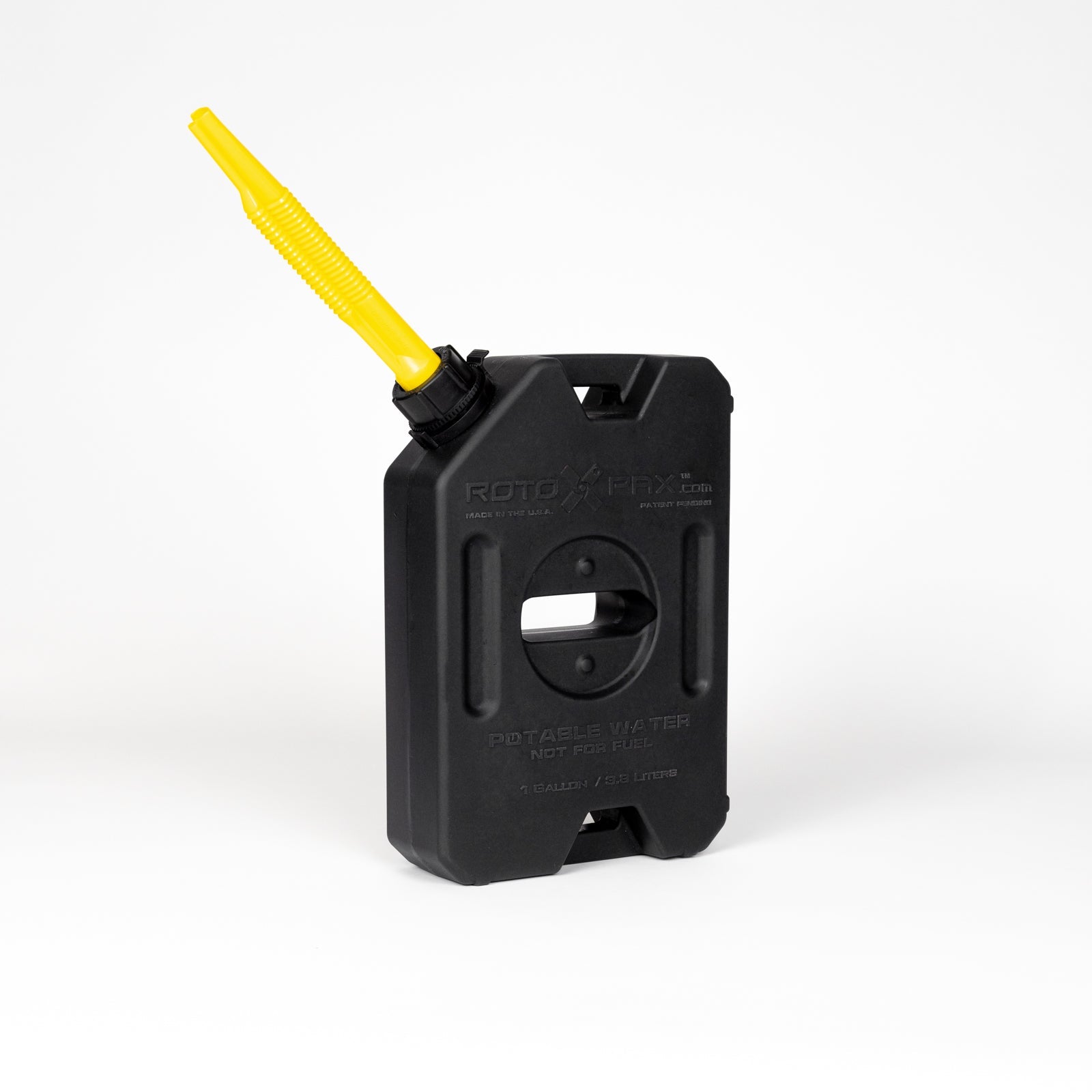 RotopaX 1 Gallon Water Black container mounted for convenient access during outdoor adventures.