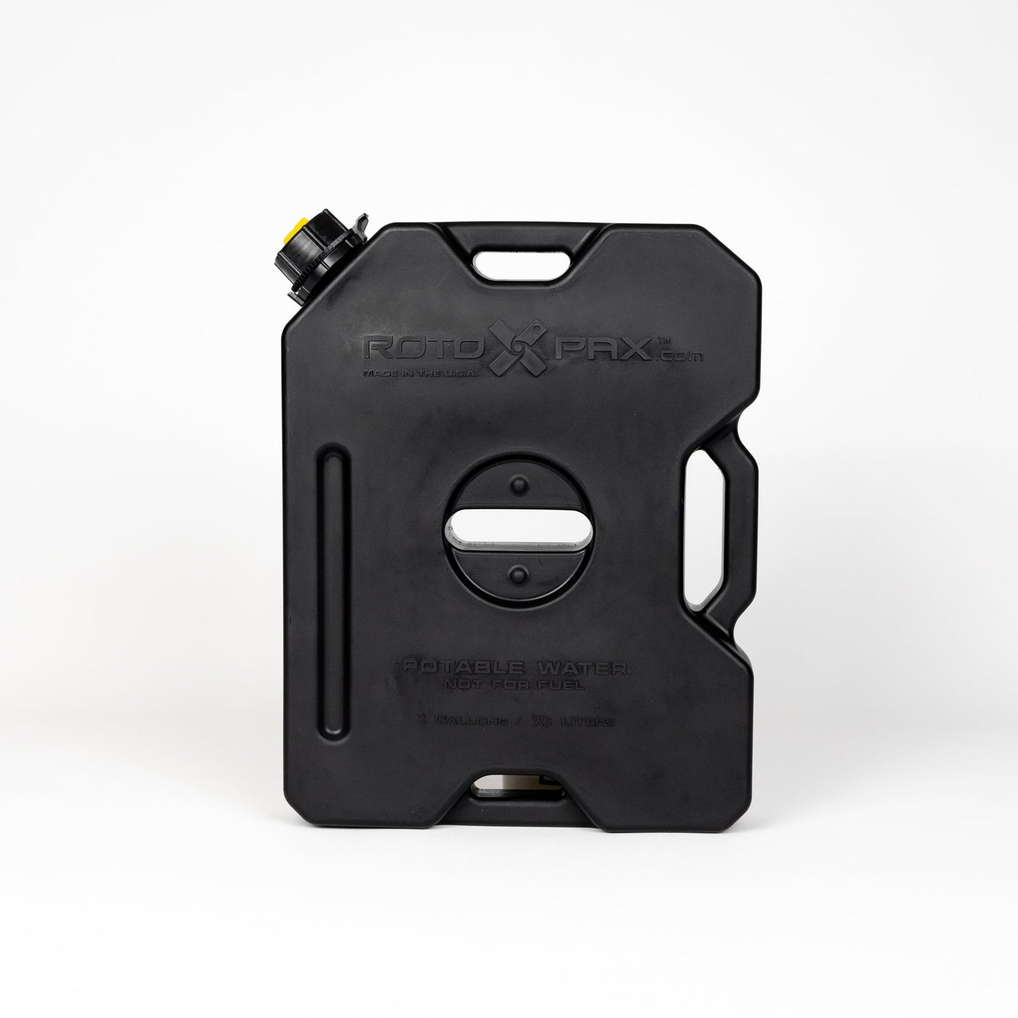 2 Gallon Water container by RotopaX, featuring a durable black design and a spout, perfect for portable water storage.