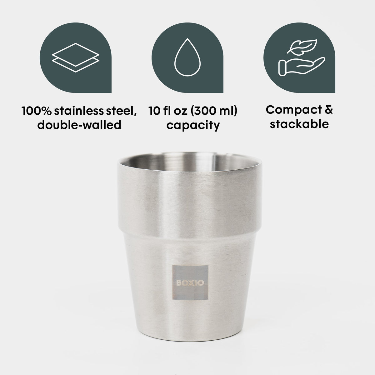 BOXIO CUP I Set of four stackable stainless steel cups
