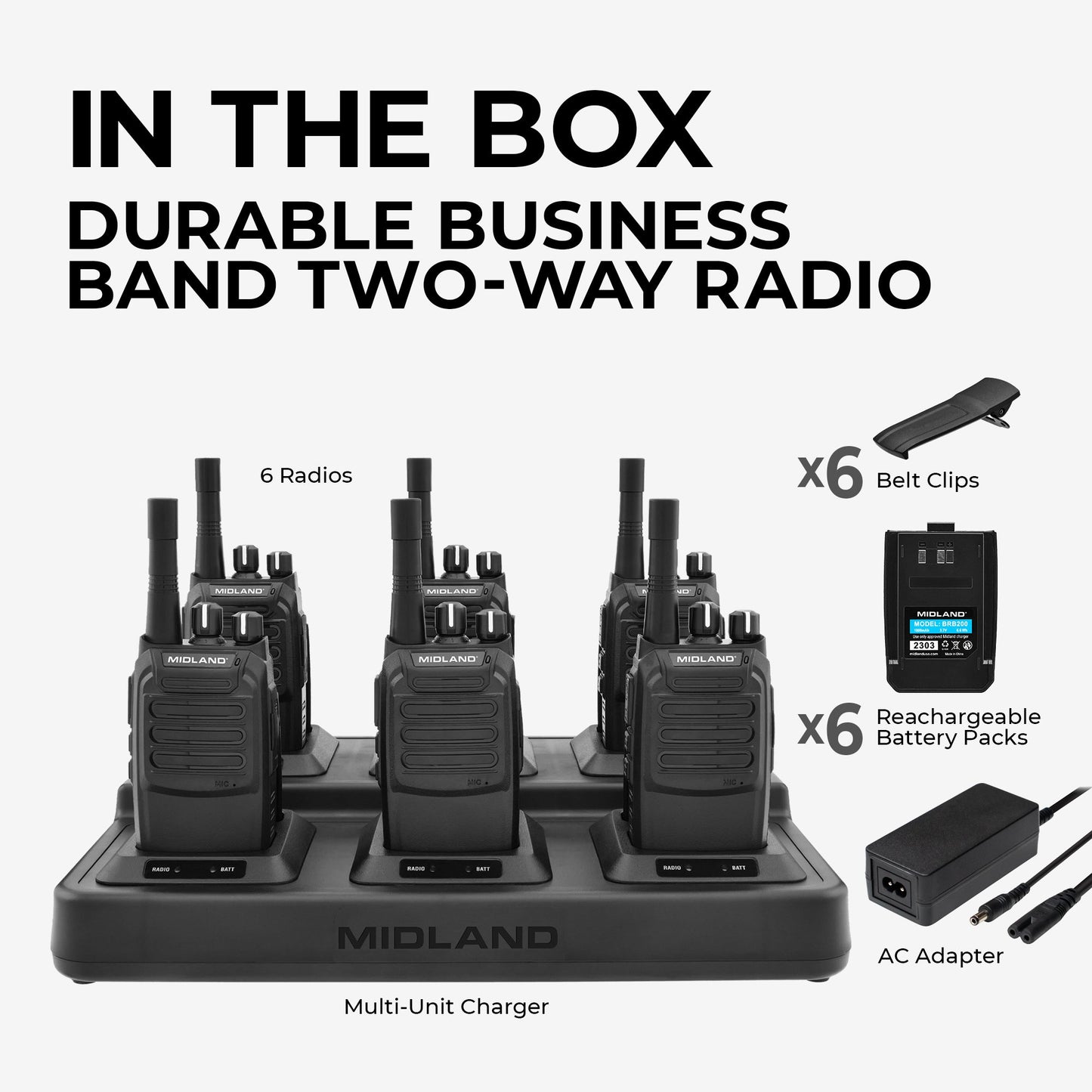 BR200 BizTalk Business Band Two-Way Radio Bundle - BR200X6BGC