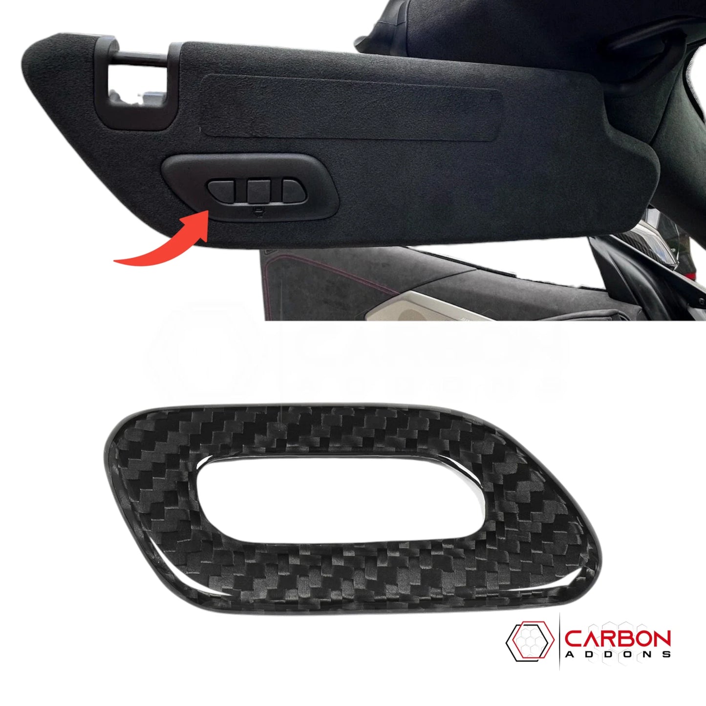 C7/C8 Corvette Real Carbon Fiber Sun Visor Garage Door Opener Trim Cover | 2014-2027